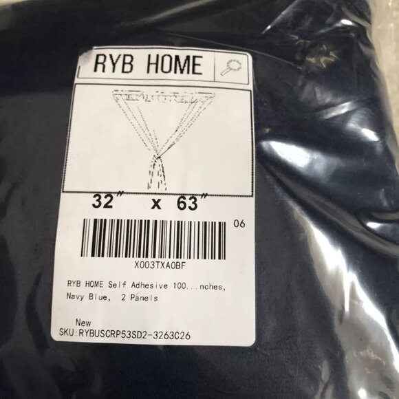 RYB HOME Self Adhesive Blackout Living Room Bedroom 2 Panels Curtains 32” X 63” - Picture 3 of 10